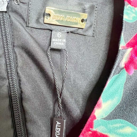 NWT Alexia Admor NY Womens Black Floral Flutter Sleeve Midi Dress High Slit - Picture 12 of 16